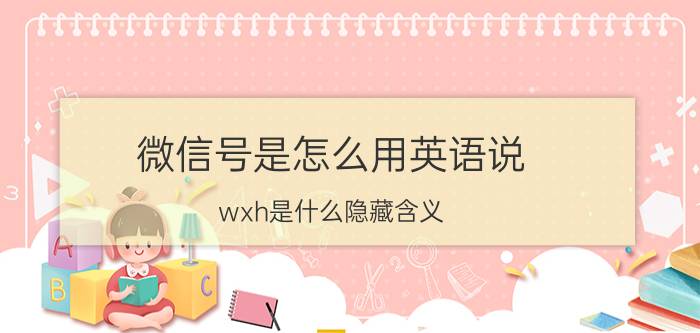 微信号是怎么用英语说 wxh是什么隐藏含义？